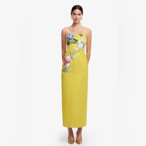 Leo Lin Appliqué Floral Bustier Maxi Dress